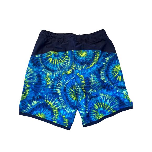 Lands End Boys Swim Trunks Active Hydroliner Sz L Husky Elec. Blue Burst Tie Die - Picture 3 of 4